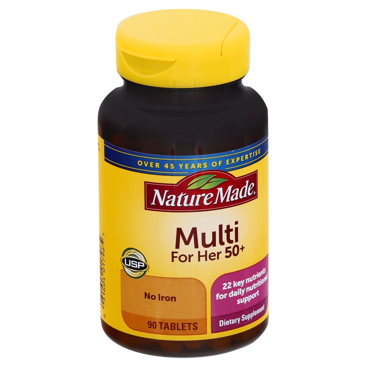 slide 9 of 9, Nature Made Multivitamin For Her 50+ with No Iron, Womens Multivitamin for Daily Nutritional Support, Multivitamin for Women, 90 Tablets, 90 Day Supply, 90 ct