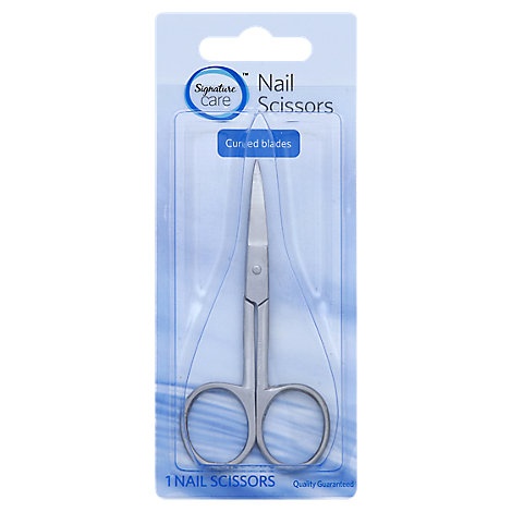 slide 1 of 1, Signature Care Nail Scissors Curved Blades - Each, 1 ct