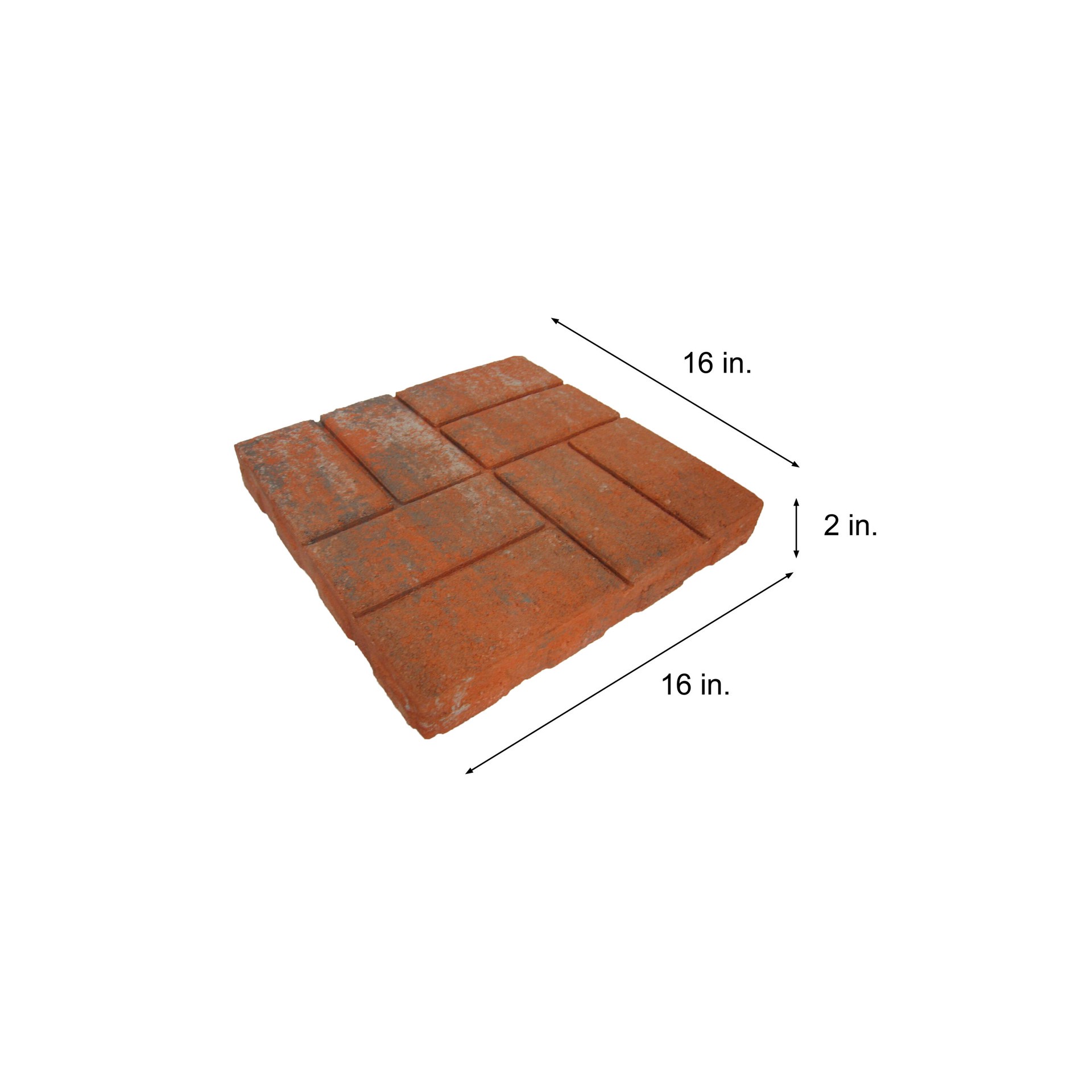 slide 4 of 4, 16.0-in L x 16.0-in W x 2.0-in H Square Red Concrete Patio stone, 1 ct