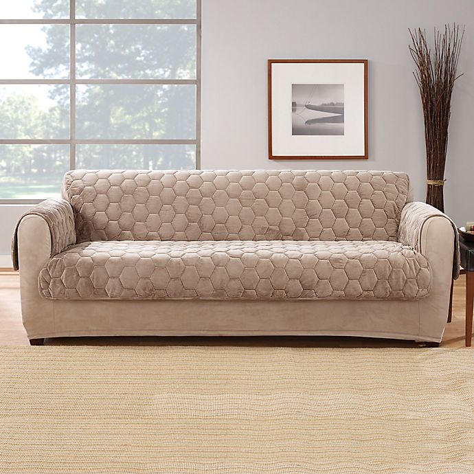 slide 1 of 1, SureFit Home Decor Silky Touch Sofa Protector - Taupe, 1 ct
