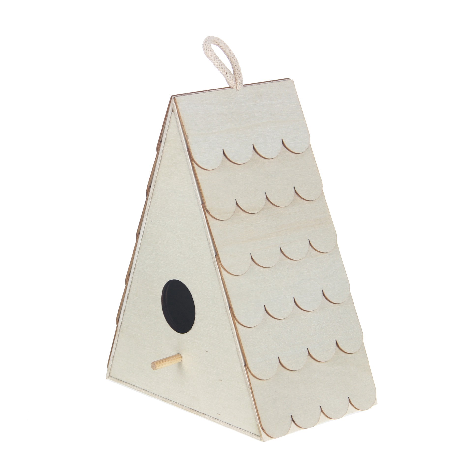 slide 2 of 2, 7" Plywood Birdhouse With Shingles By Make Market, 6 in x 7 in x 4 in