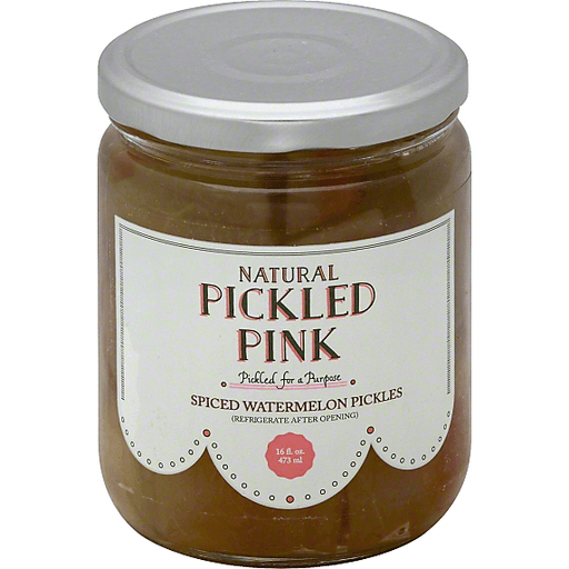 slide 2 of 2, Pickled Pink Pickles, Watermelon, Spiced, 16 oz