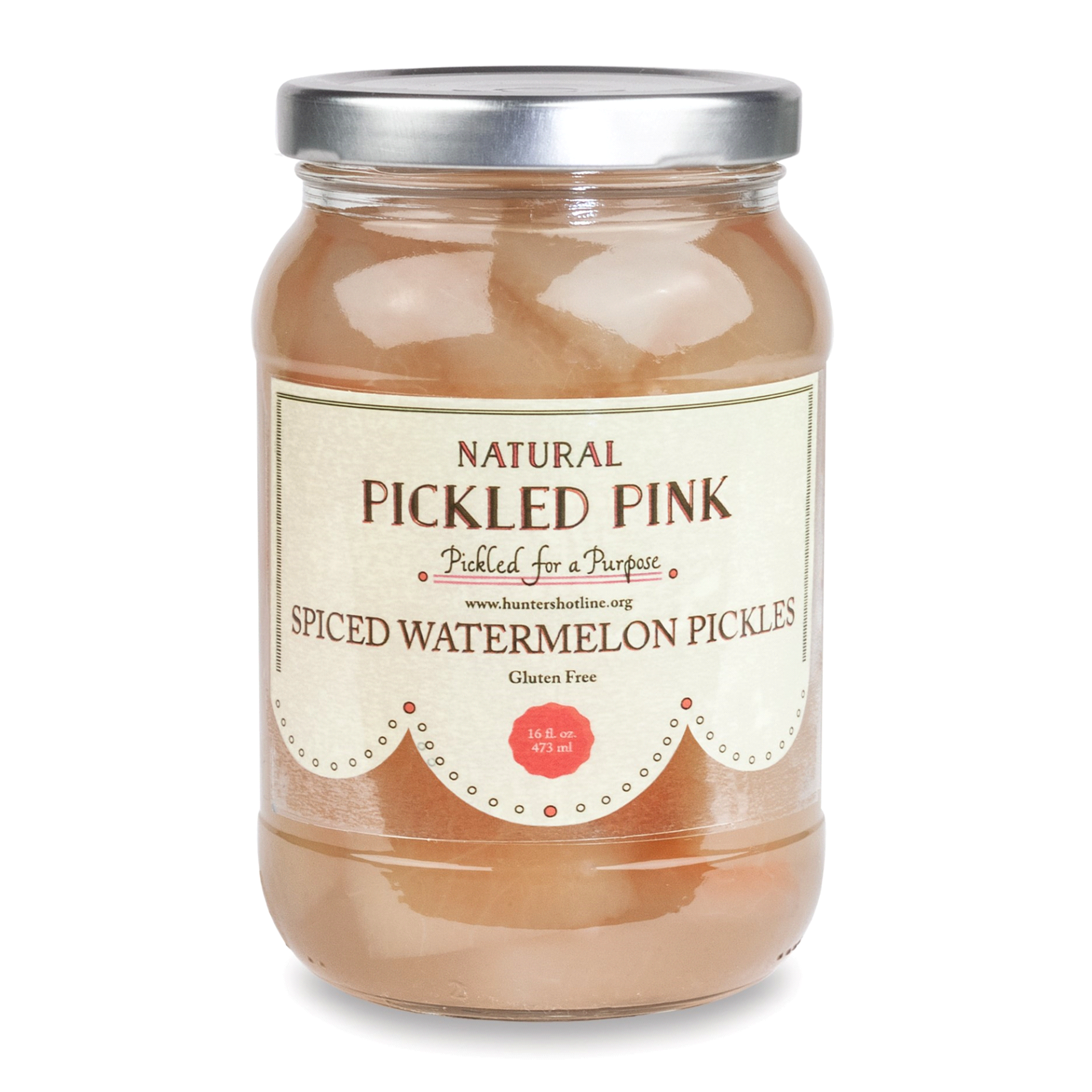 slide 1 of 1, Pickled Pink Pickles, Watermelon, Spiced, 16 oz