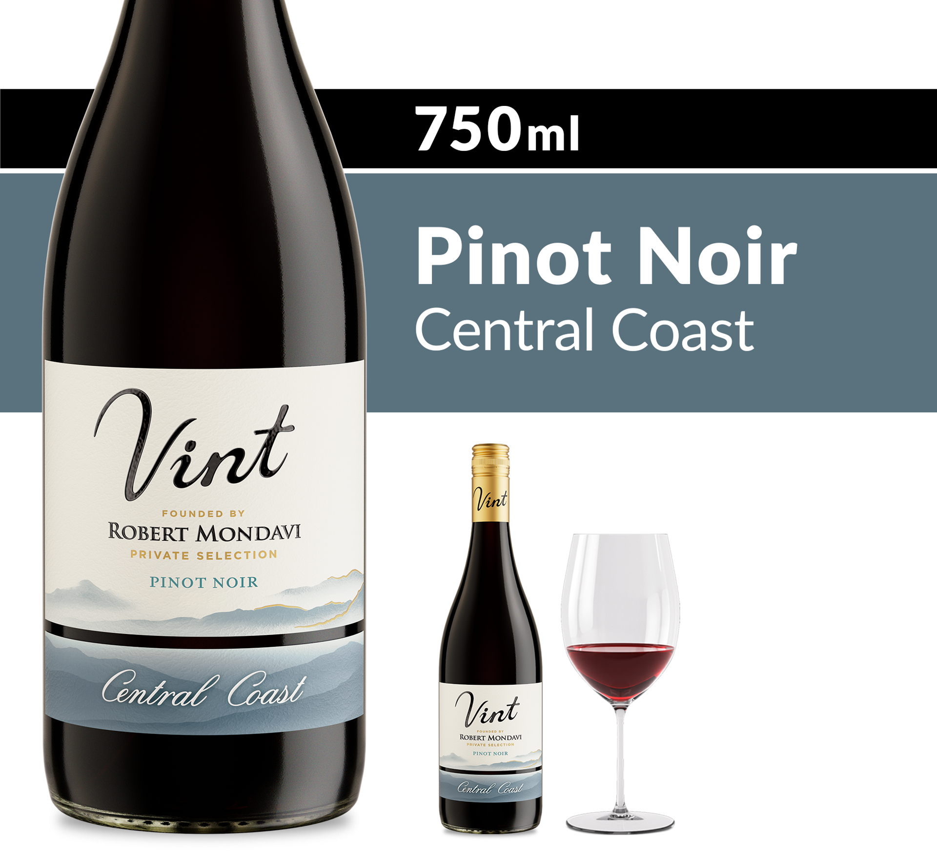 slide 4 of 10, Vint Central Coast Pinot Noir Red Wine, 750ml Bottle, 750 ml