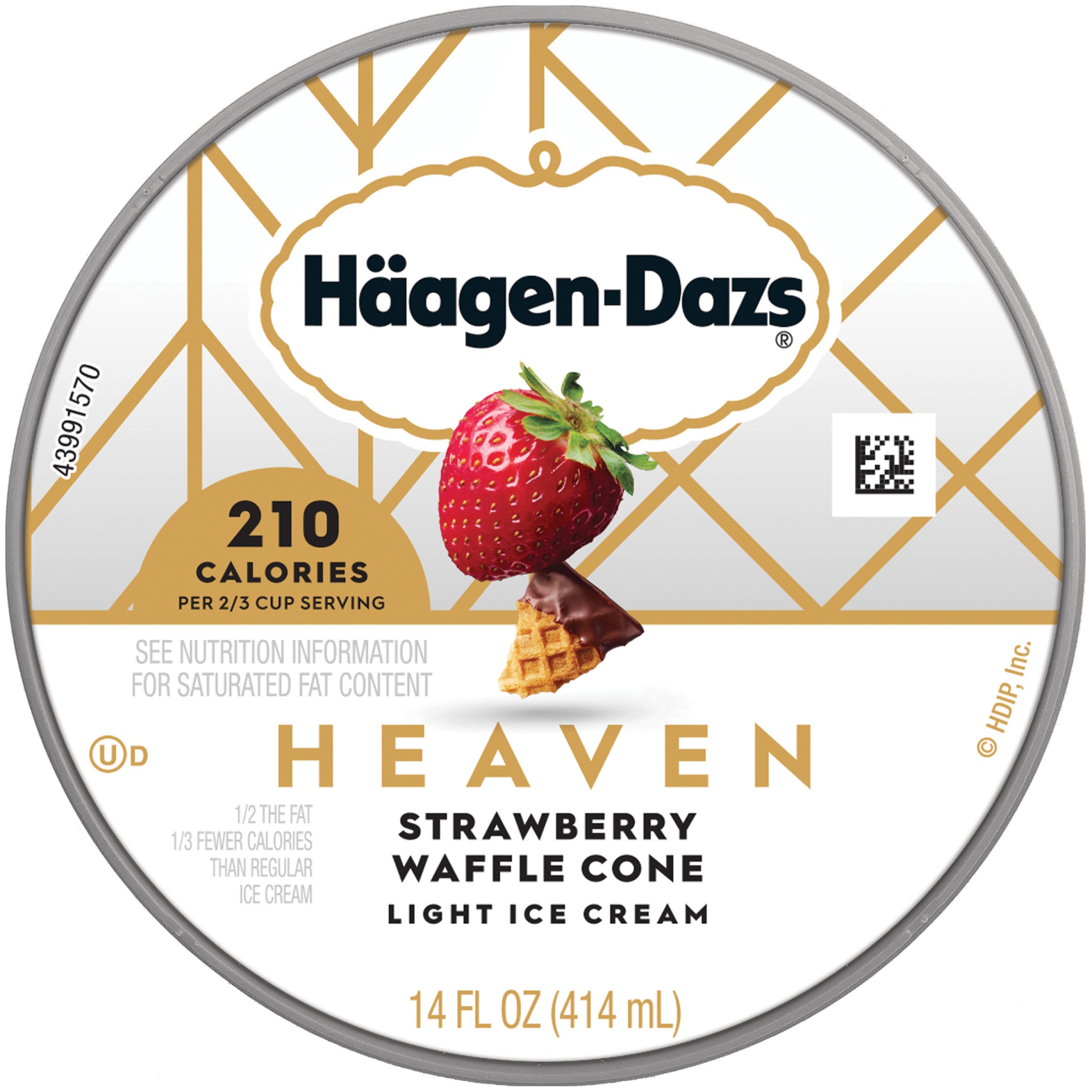 slide 7 of 7, Häagen-Dazs Heaven Strawberry Waffle Cone Light Ice Cream, 14 fl oz