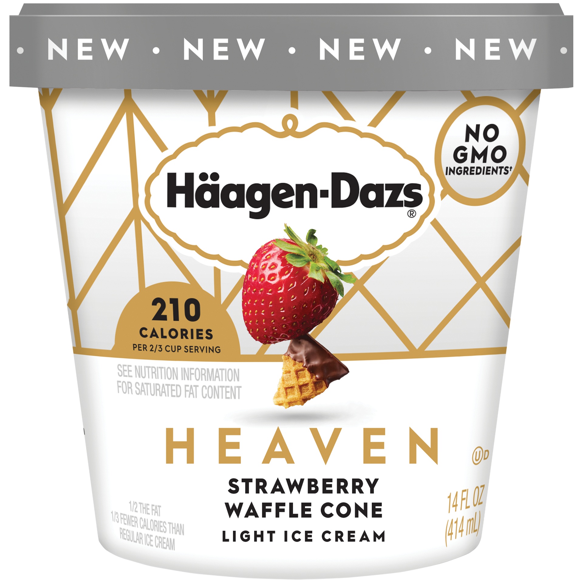slide 1 of 7, Häagen-Dazs Heaven Strawberry Waffle Cone Light Ice Cream, 14 fl oz
