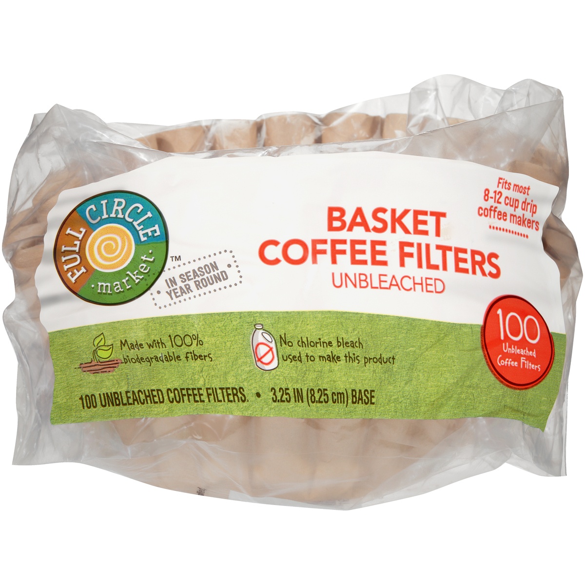 slide 1 of 1, Full Circle Market Unbleached Fluted Basket Coffee Filters - 100 ct, 100 ct