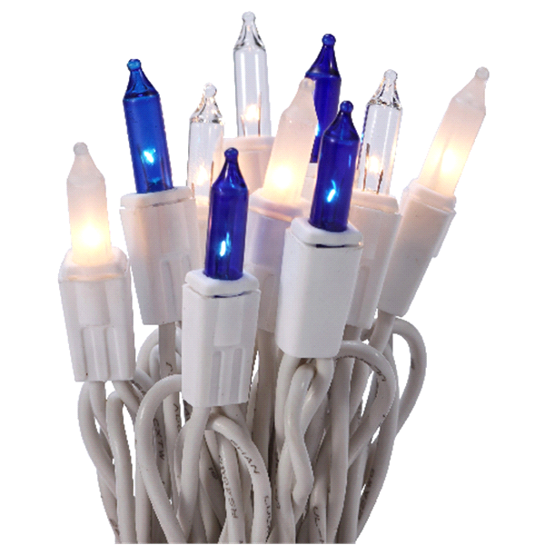 slide 1 of 1, December Home Blue/Clear/Frost White Mini Lights, 70 ct