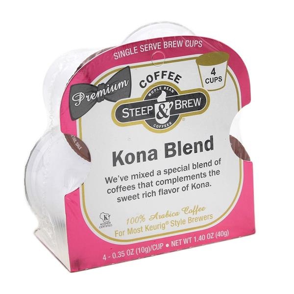 slide 1 of 1, Steep & Brew Kona Blend Single Serve Cups, 4 ct; 0.35 oz