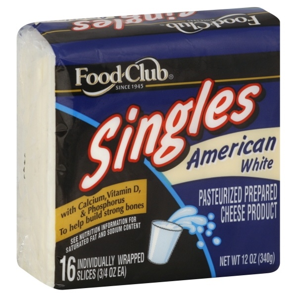 slide 1 of 1, Food Club White American Pasteurized Prepared Cheese Product Singles, 16 ct; 12 oz