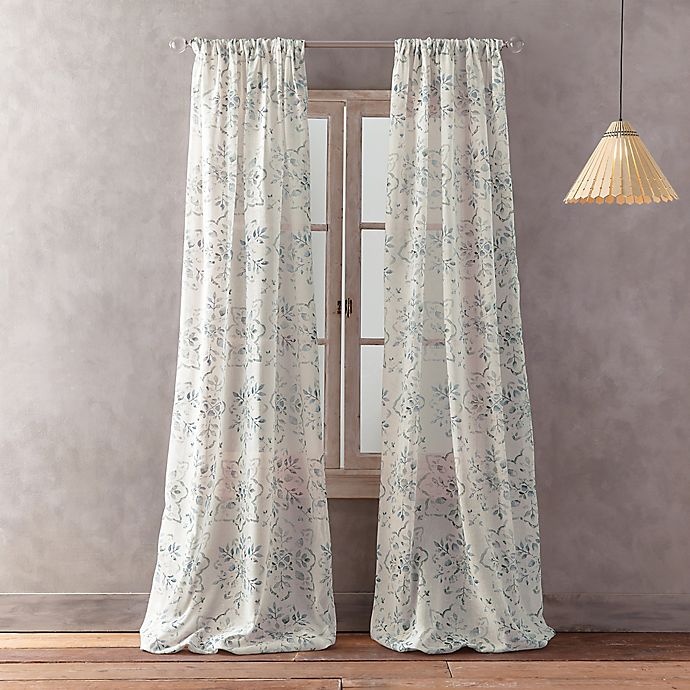 slide 1 of 5, Peri Home Dayna Print Rod Pocket Window Curtain Panel - Teal, 63 in