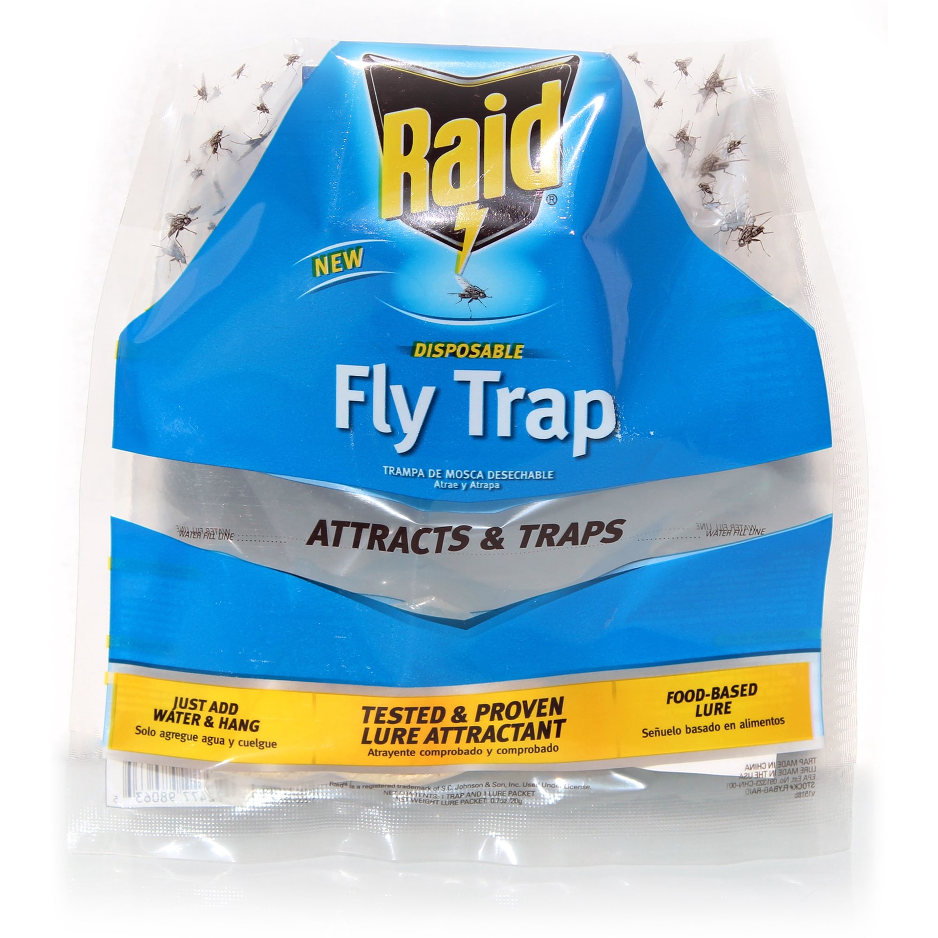slide 1 of 6, Raid Fly Bag Trap Outdoor Liquid Insect trap Insect Trap, 1 ct