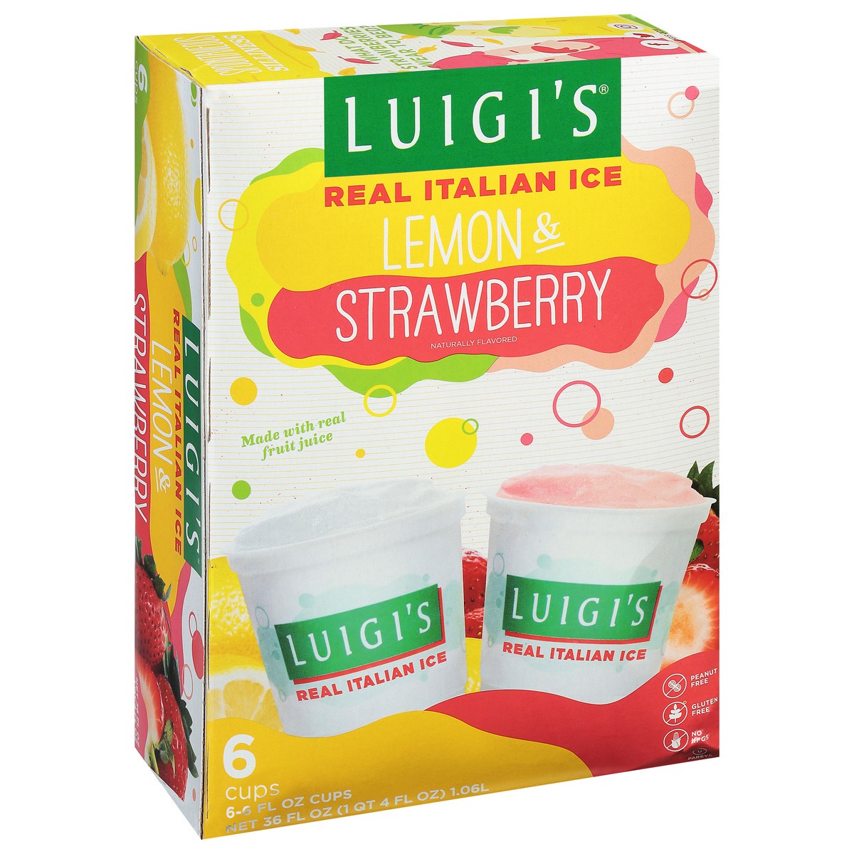 slide 2 of 9, Luigi's Lemon & Strawberry Real Italian Ice 6 - 6 fl oz Cups, 6 ct