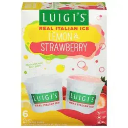 Luigi's Lemon & Strawberry Real Italian Ice 6 - 6 fl oz Cups