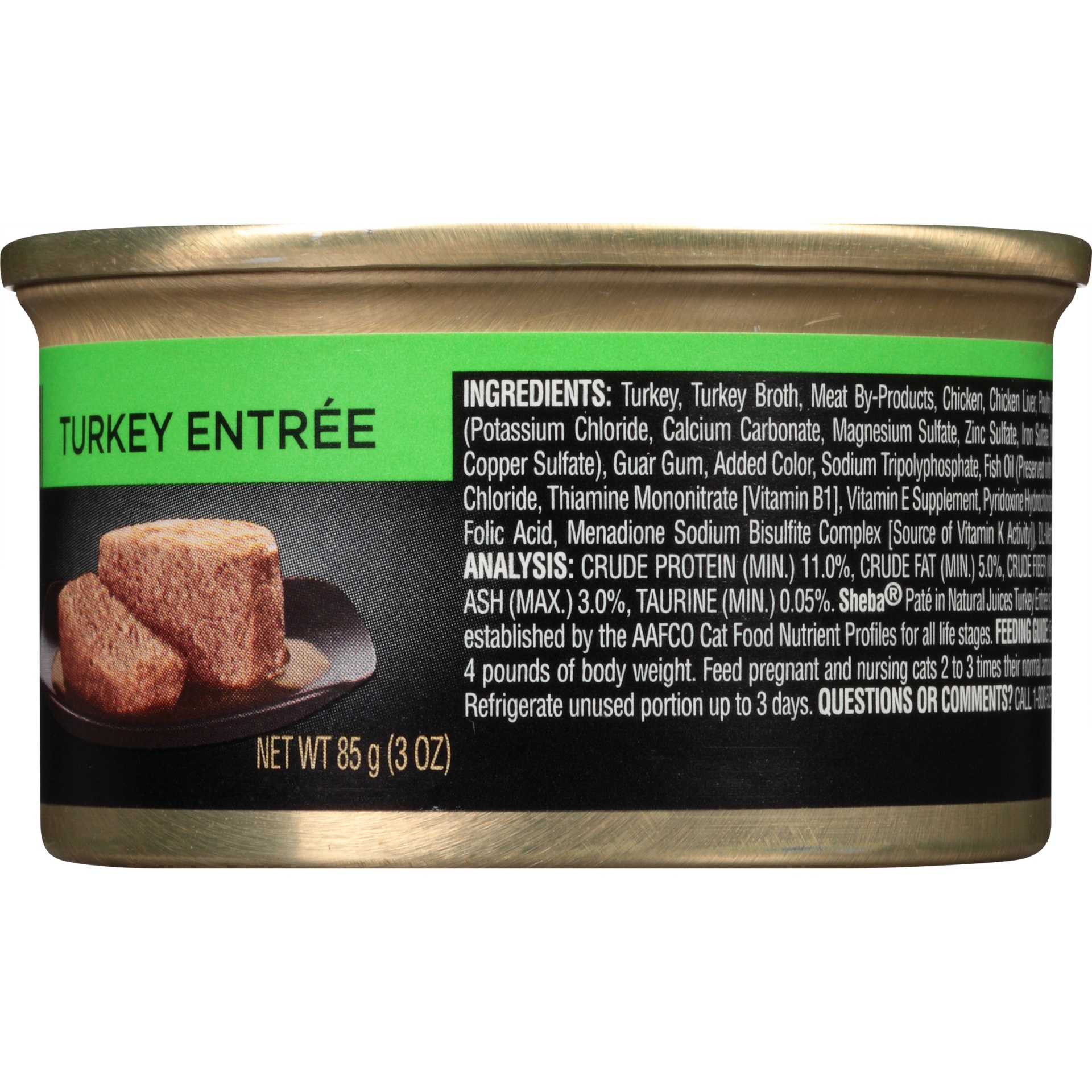 slide 5 of 8, Sheba Pate Turkey Entree Premium Cat Food, 3 oz