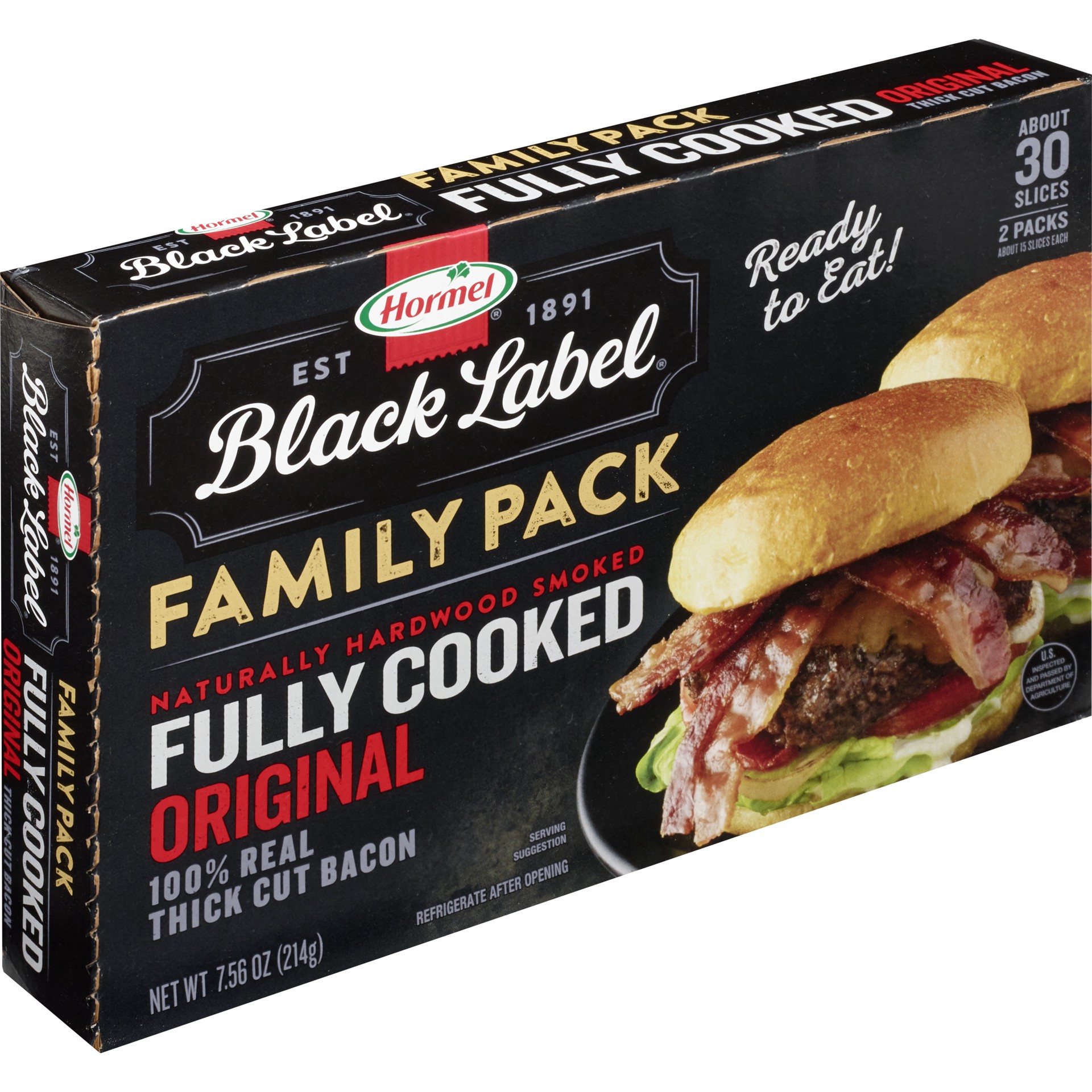 slide 3 of 3, Hormel Black Label Fully Cooked Bacon Family Pack - 7.56oz, 7.56 oz