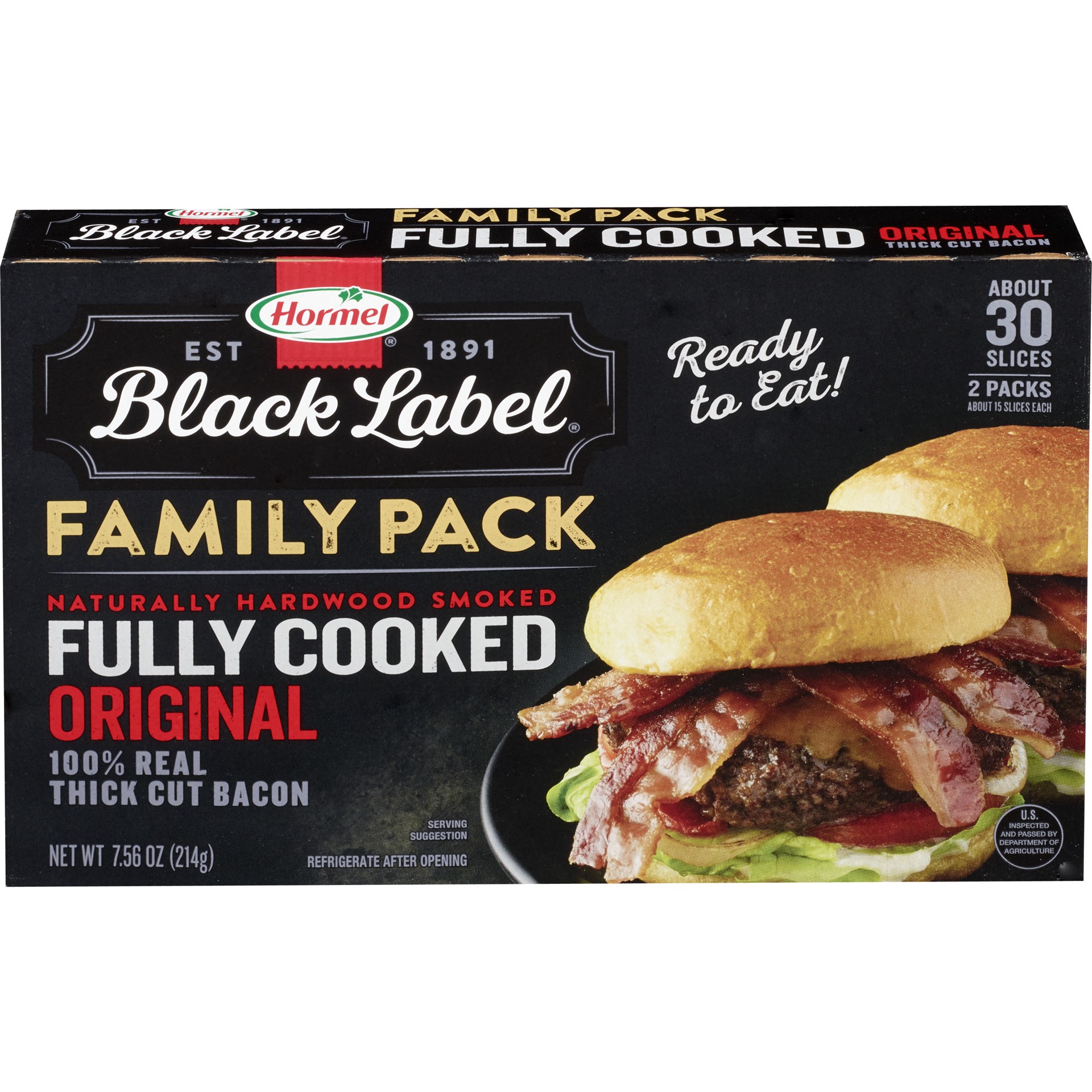 slide 1 of 3, Hormel Black Label Fully Cooked Bacon Family Pack - 7.56oz, 7.56 oz