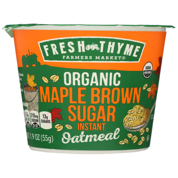 slide 1 of 1, Fresh Thyme Farmers Market Maple Brown Sugar Organic Instant Oatmeal, 1.9 oz