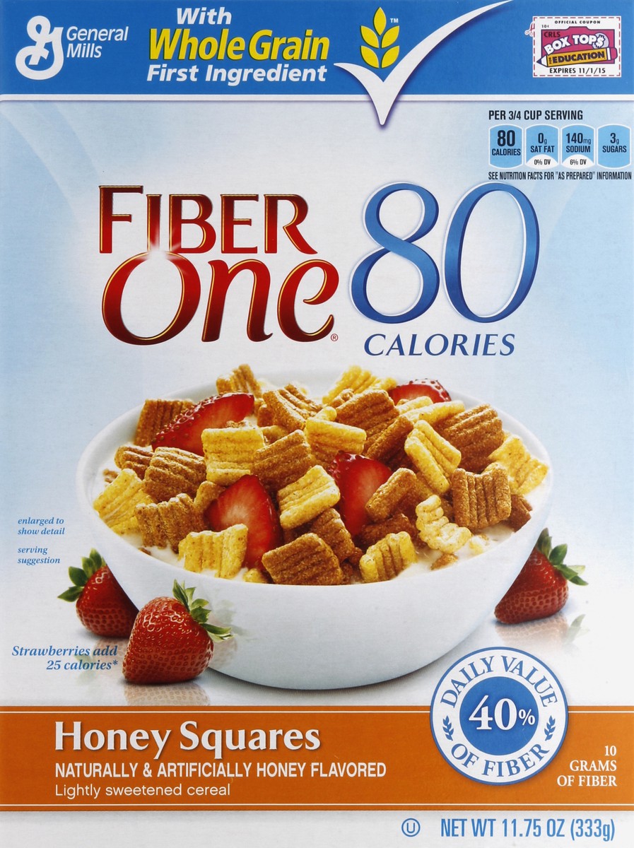 slide 4 of 4, Fiber One Cereal, Honey Squares, 11.75 oz