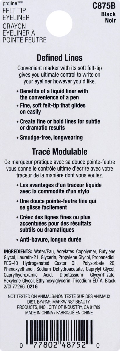 slide 6 of 7, wet n wild Proline Felt Tip Eyeliner - Black, 0.01 oz
