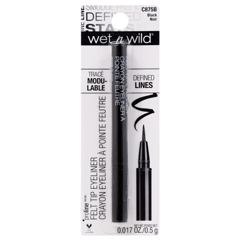 slide 1 of 7, wet n wild Proline Felt Tip Eyeliner - Black, 0.01 oz