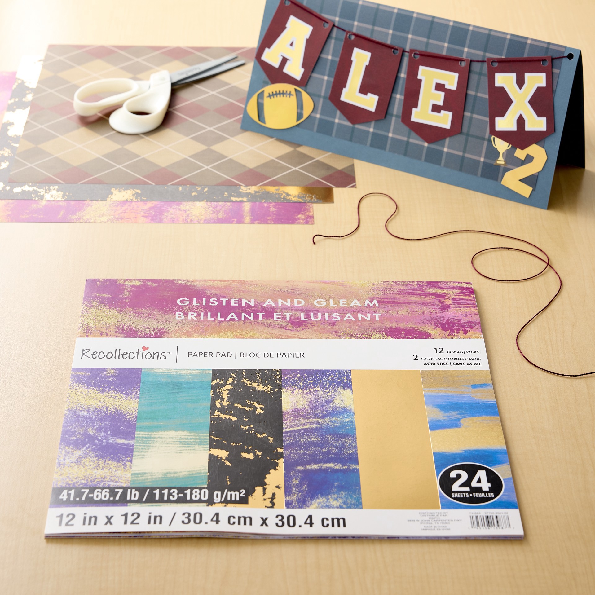 slide 2 of 5, 12" X 12" Glisten & Gleam Paper Pad By Recollections, 24 Sheets, 12 in x 12 in