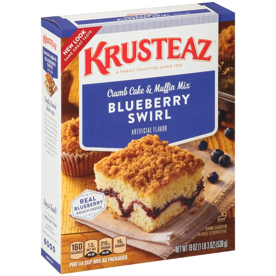 slide 1 of 1, Krusteaz Blueberry Swirl Crumb Cake & Muffin Mix, 19 oz