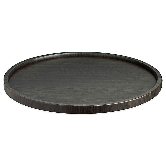 slide 1 of 1, Kraftware Woodcraft Ebony Round Vinyl Serving Tray - Black, 1 ct