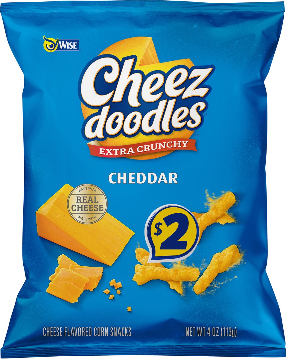 slide 3 of 7, Wise Cheez Doodles Extra Crunchy Cheddar Corn Snacks 4 oz, 4 oz