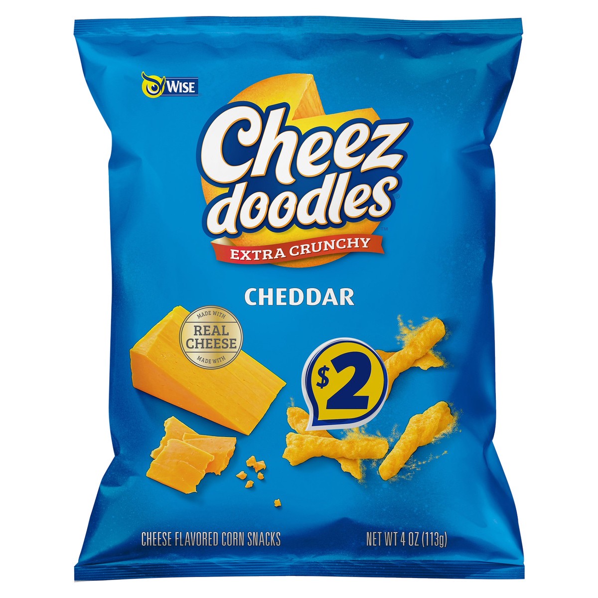 slide 5 of 7, Wise Cheez Doodles Extra Crunchy Cheddar Corn Snacks 4 oz, 4 oz