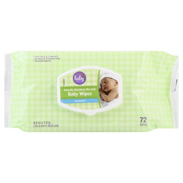 slide 1 of 1, Baby Basics Baby Basc Unscented Wipes, 72 ct