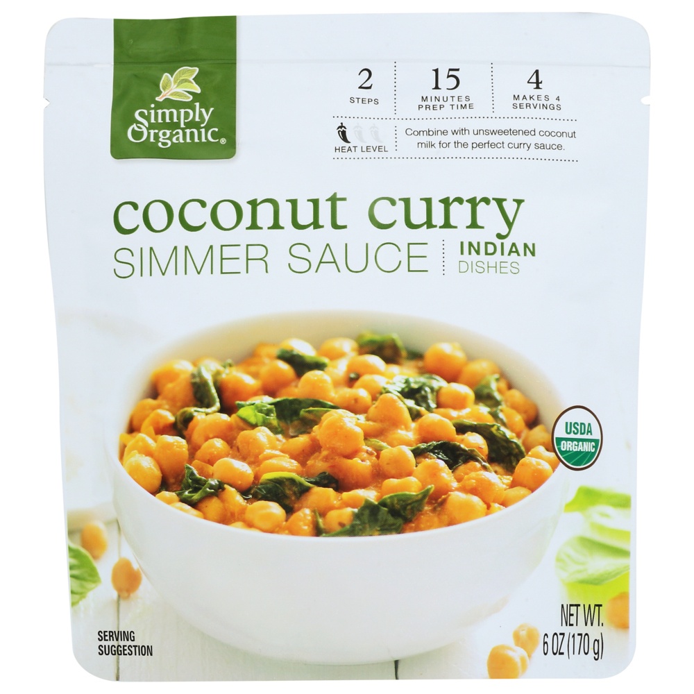 slide 1 of 1, Simply Organic Sauce Coconut Curry Org, 6 oz