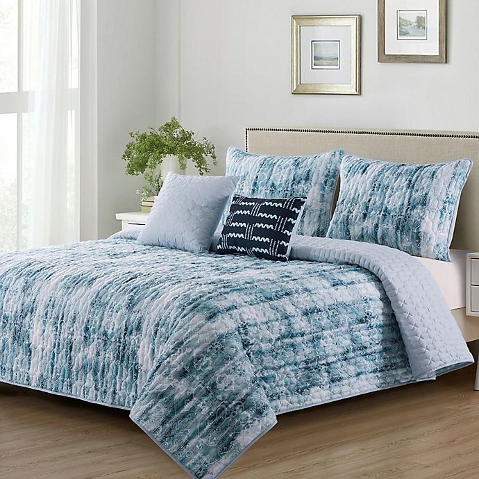 slide 1 of 1, B. Smith Fatima King Quilt Set - Blue, 5 ct