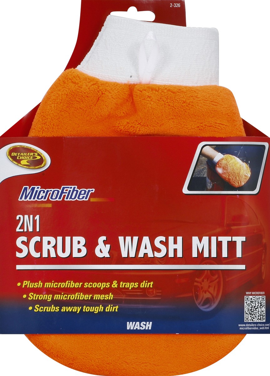 slide 2 of 2, Detailer's Choice Microfiber 2-In-1 Scrub And Wash Mitt - Orange, 1 ct