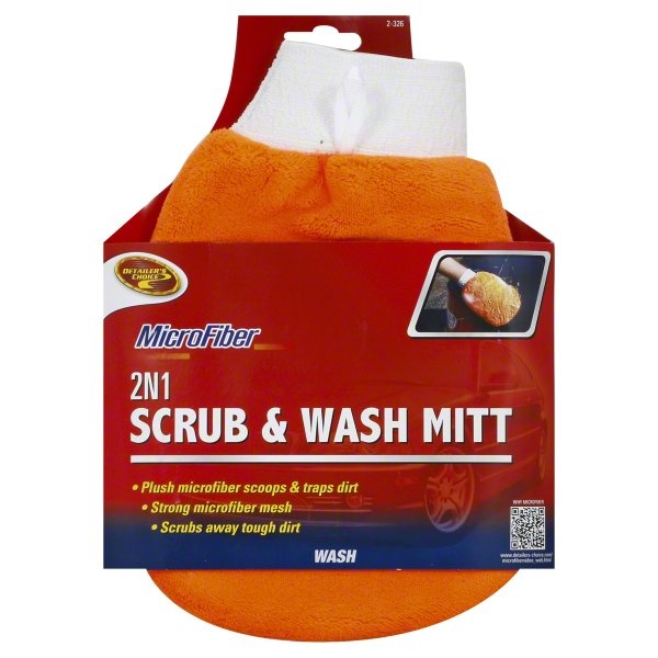 slide 1 of 2, Detailer's Choice Microfiber 2-In-1 Scrub And Wash Mitt - Orange, 1 ct