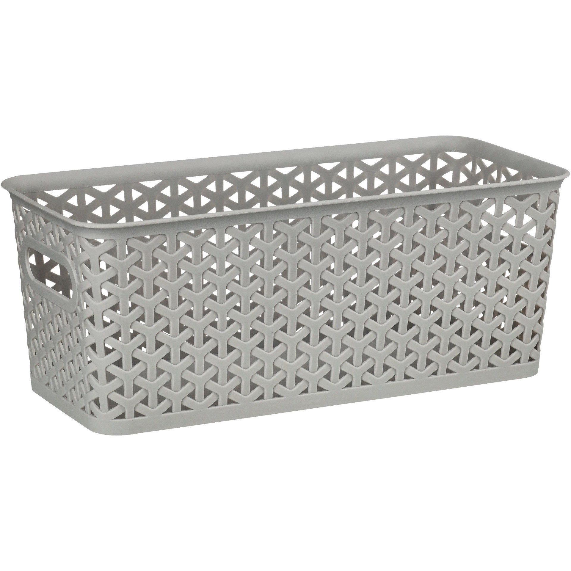 slide 1 of 1, our goods Cross Weave Long Rectangle Storage Bin - Gray, 1 ct