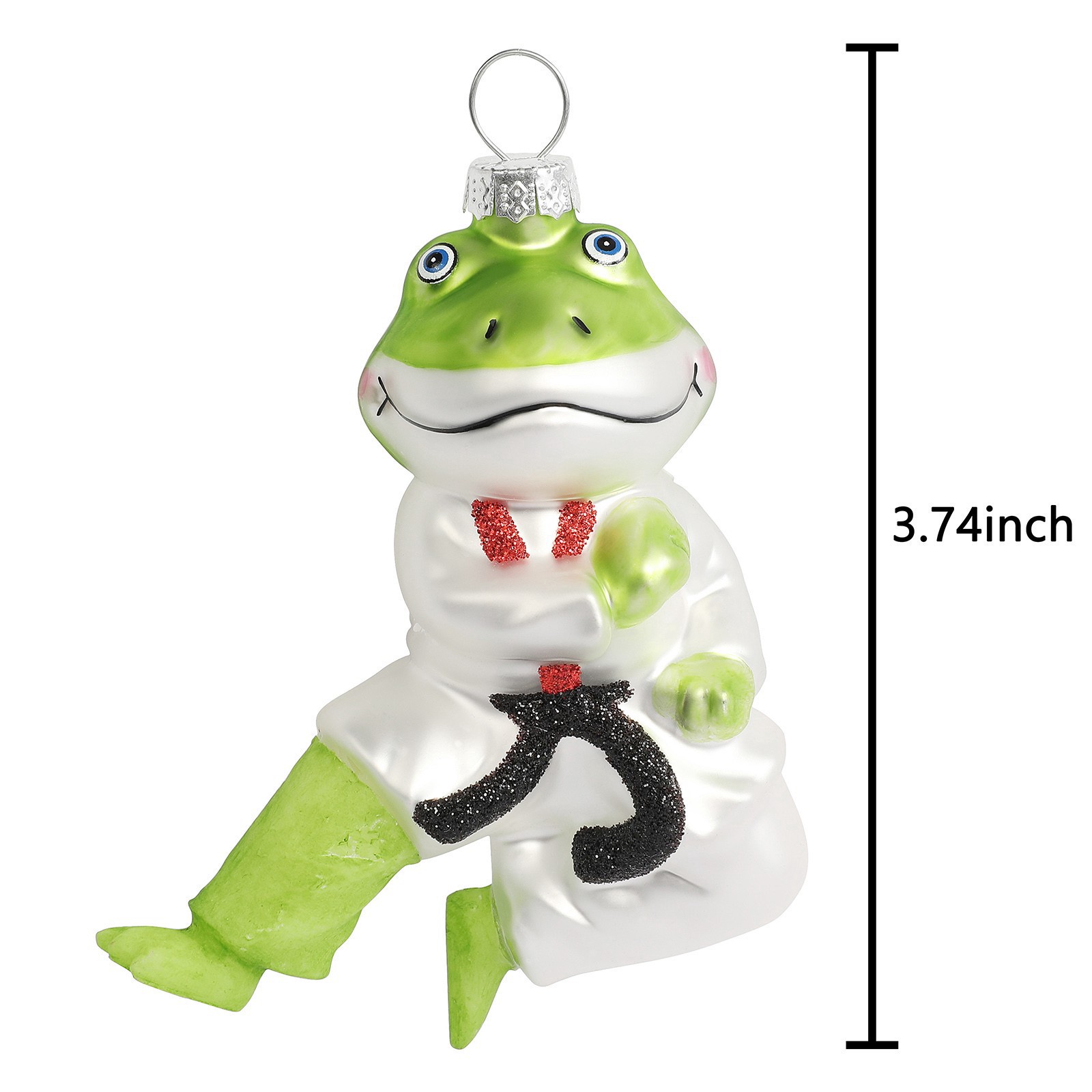 slide 3 of 3, 3.75" Karate Frog Glass Ornament By Ashland, 3.75 in