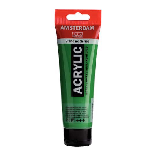 slide 1 of 3, 618 Permanent Green Light 120 ml Amsterdam 120ml Standard Acrylic Paint, 120 ml