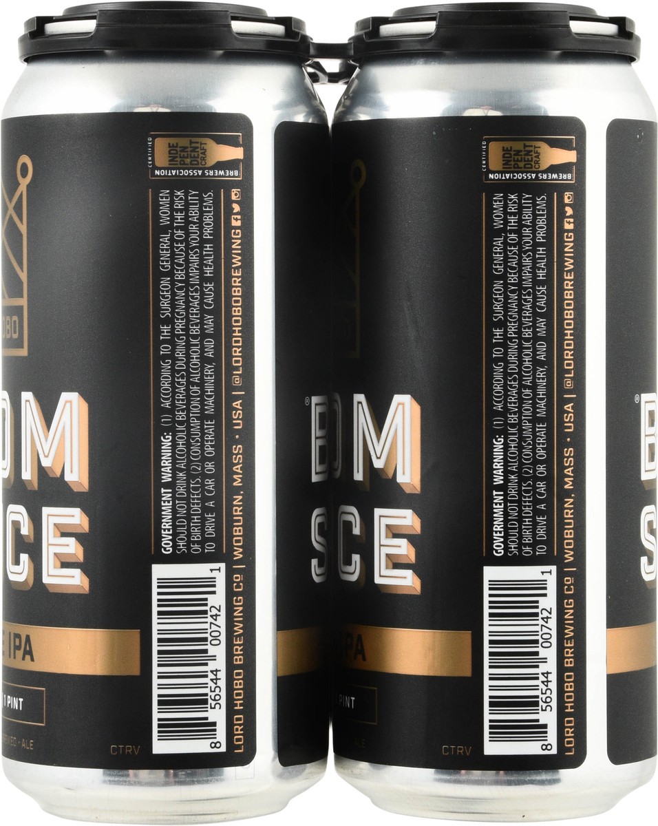 slide 9 of 12, Lord Hobo Double IPA Boom Sauce Beer 4 - 1 pt Cans, 4 ct; 16 oz