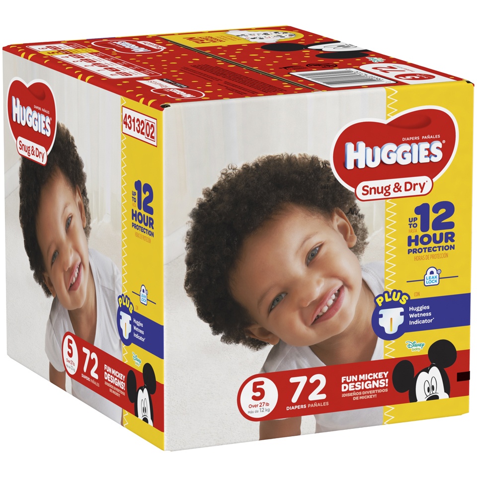 slide 2 of 3, Huggies Snug & Dry with Triple Layer Protection Diapers Size 5, 72 ct; Size 5