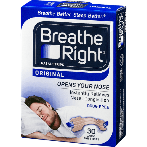 slide 3 of 8, Breathe Right Original Large Nasal Strips, Tan, 30 ct
