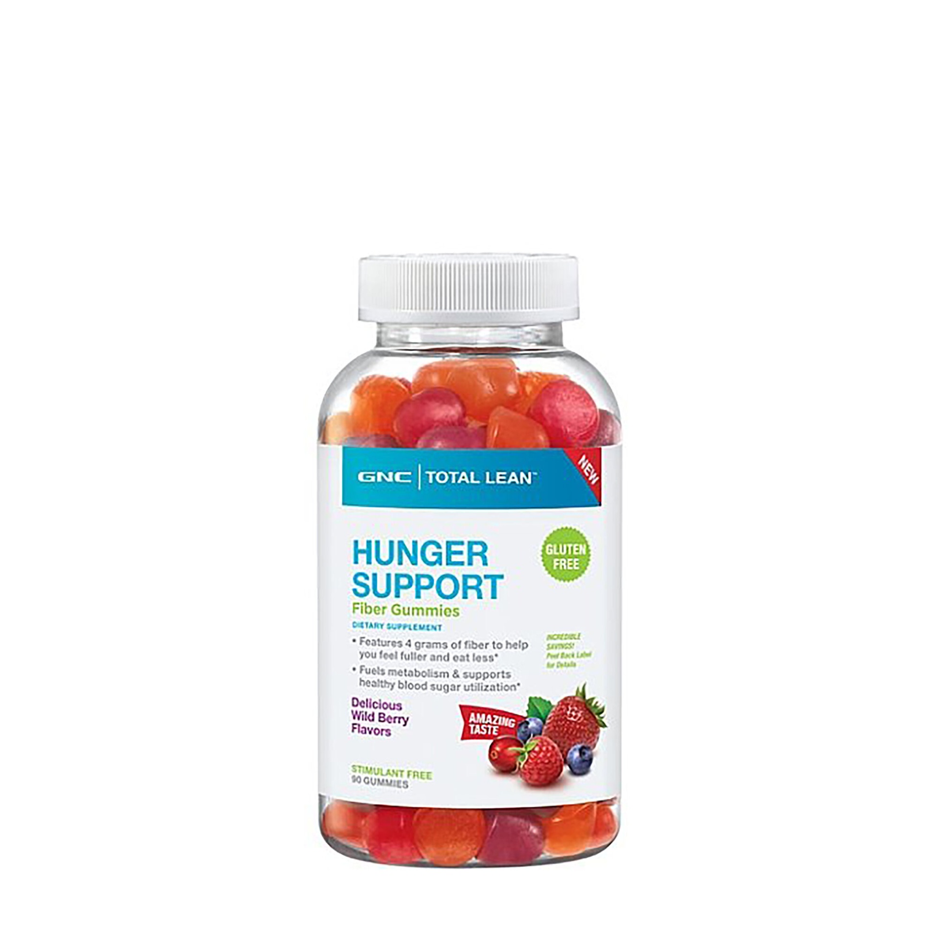 slide 1 of 1, GNC Total Lean Hunger Support Fiber Gummies - Delicious Wild Berry, 60 ct