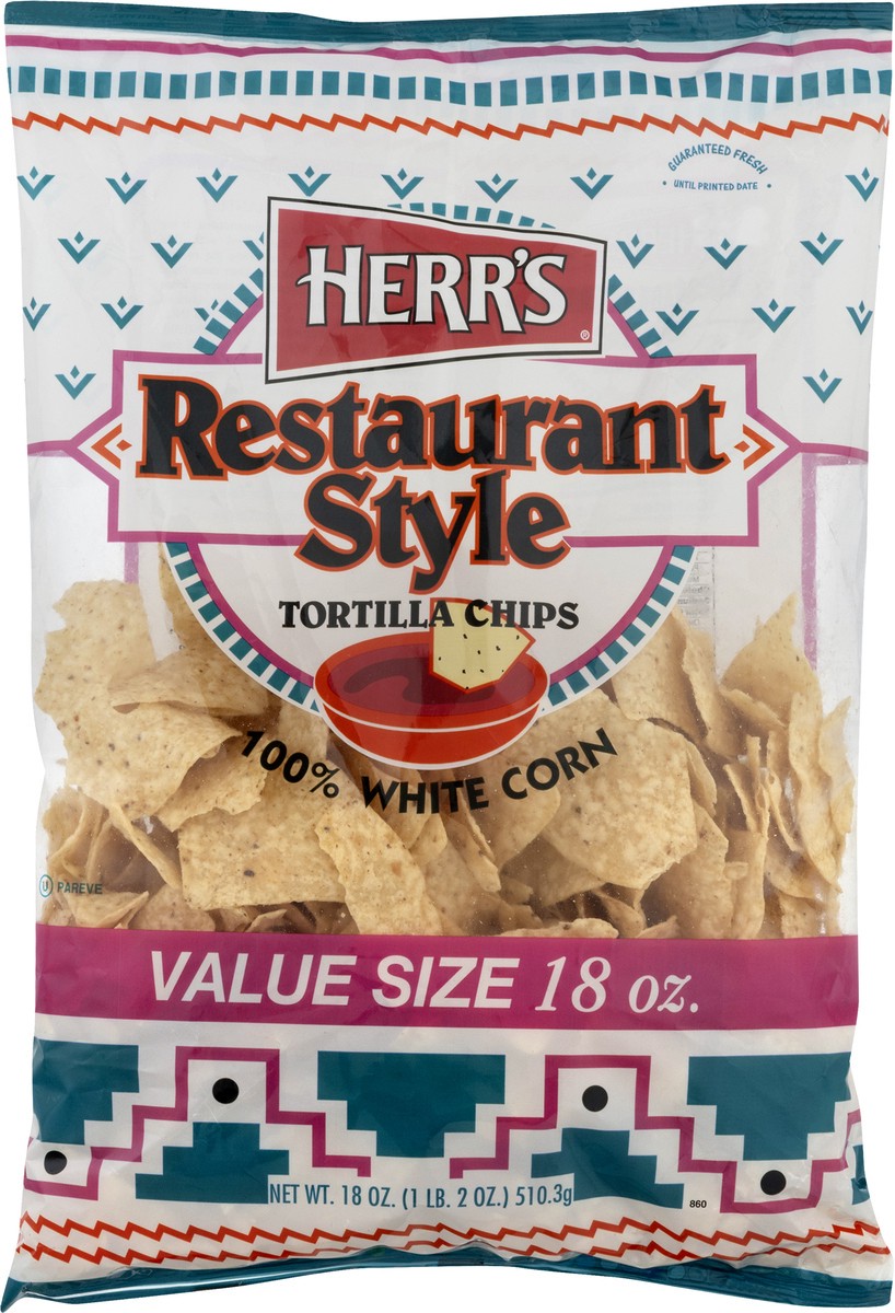 slide 6 of 10, Herr's Value Size White Corn Restaurant Style Tortilla Chips 18.0 oz, 18 oz