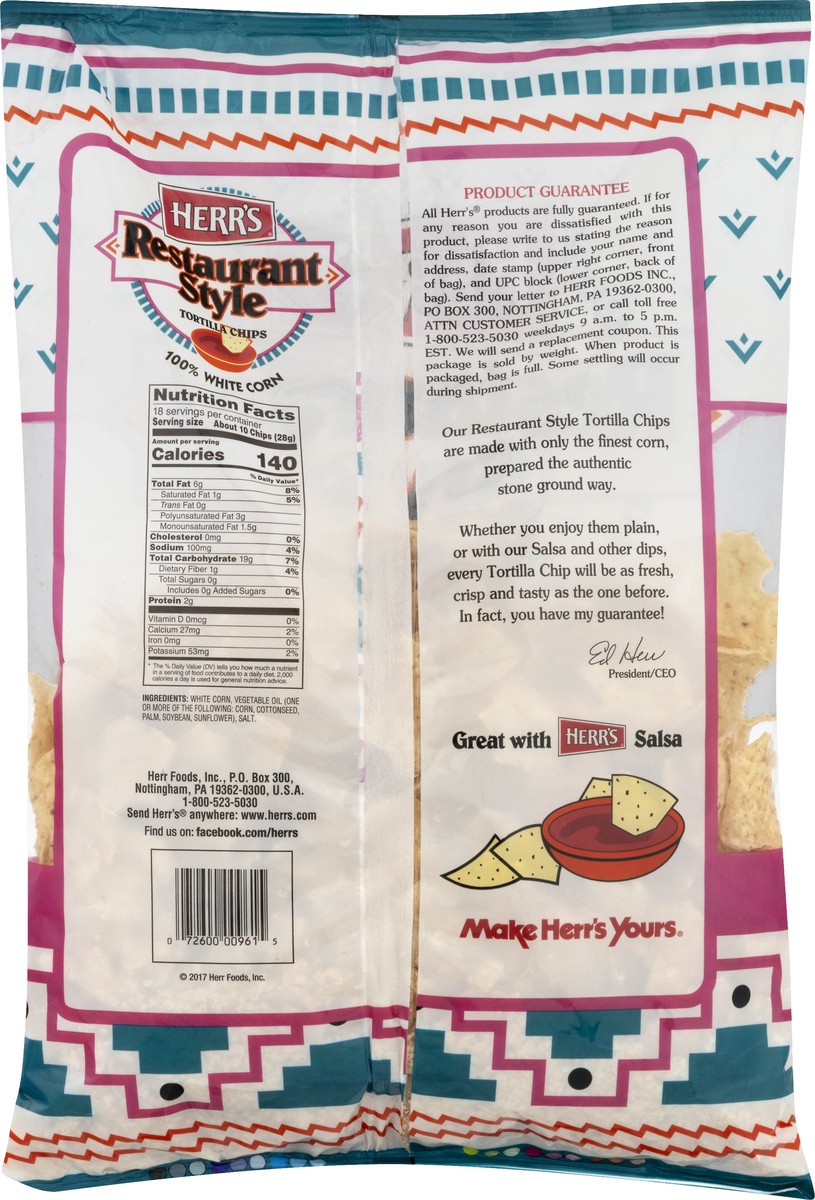 slide 10 of 10, Herr's Value Size White Corn Restaurant Style Tortilla Chips 18.0 oz, 18 oz