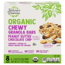 Nature's Promise Organic Chewy Peanut Butter Choc Chip Granola Bars - 8 ct