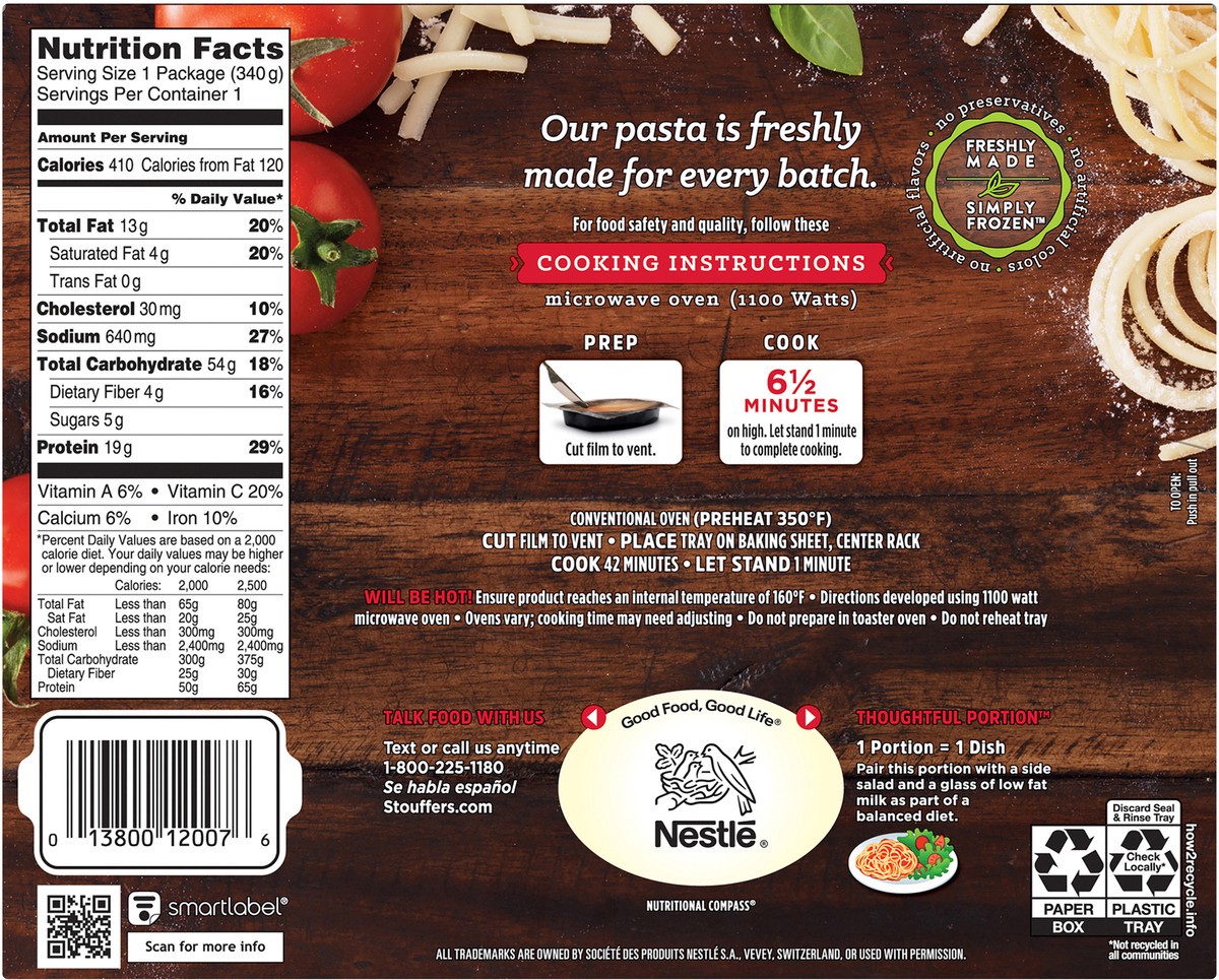 slide 2 of 12, Stouffer's Spaghetti with Meat Sauce Frozen Meal, 12 oz