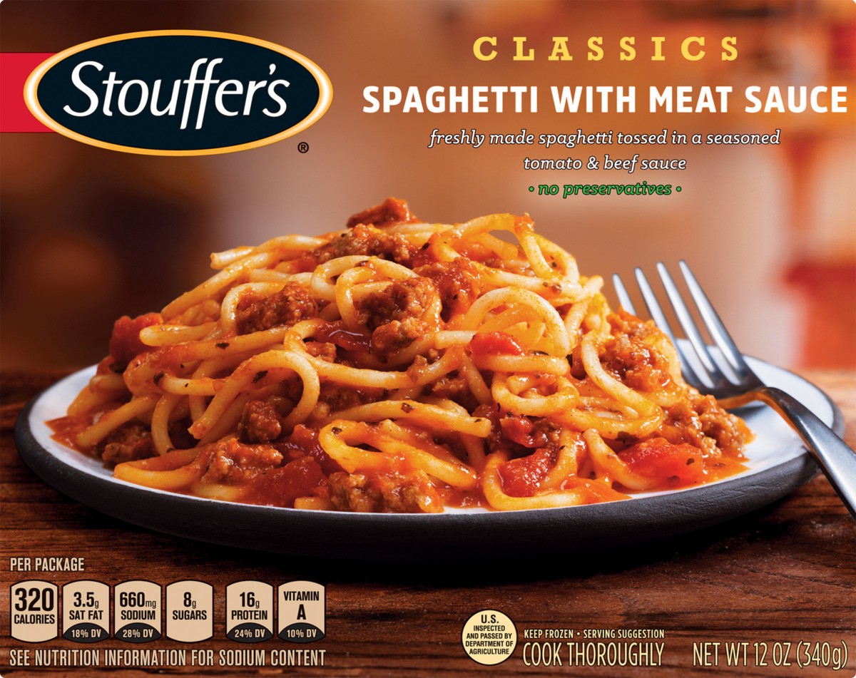 slide 8 of 12, Stouffer's Spaghetti with Meat Sauce Frozen Meal, 12 oz