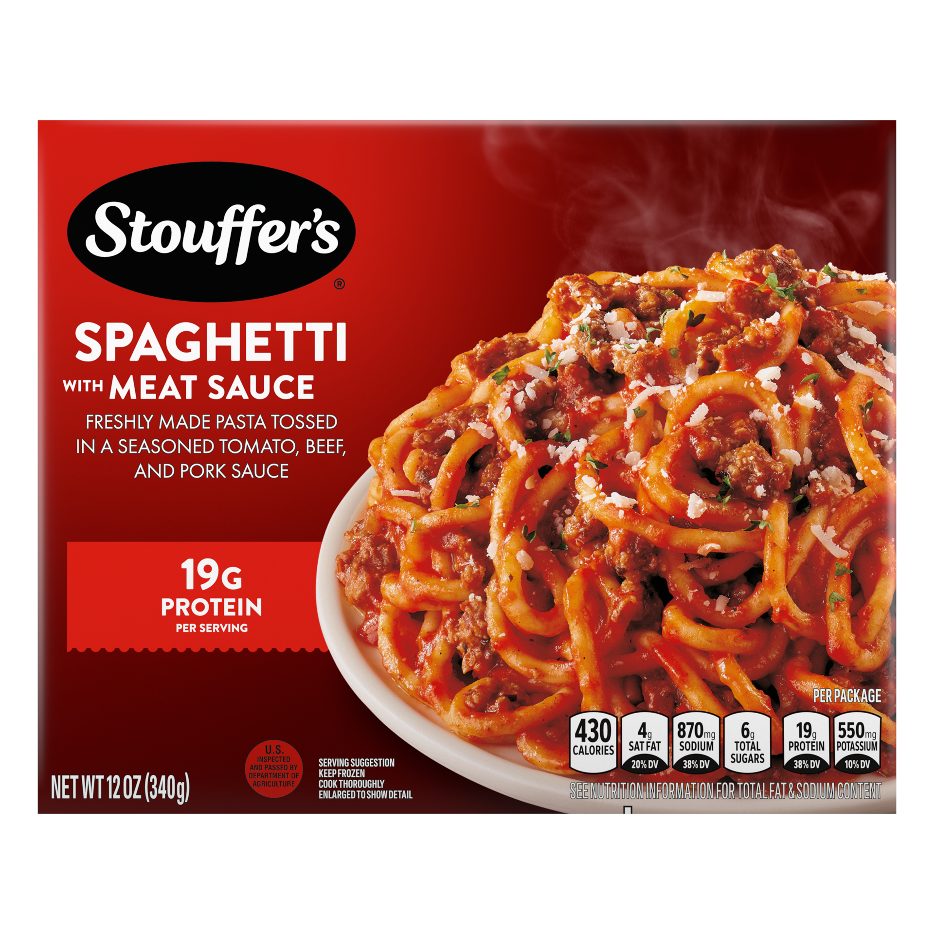 slide 1 of 12, Stouffer's Spaghetti with Meat Sauce Frozen Meal, 12 oz