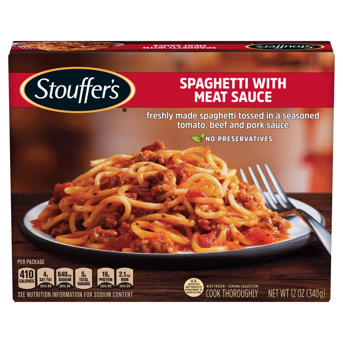slide 1 of 12, Stouffer's Spaghetti with Meat Sauce Frozen Meal, 12 oz