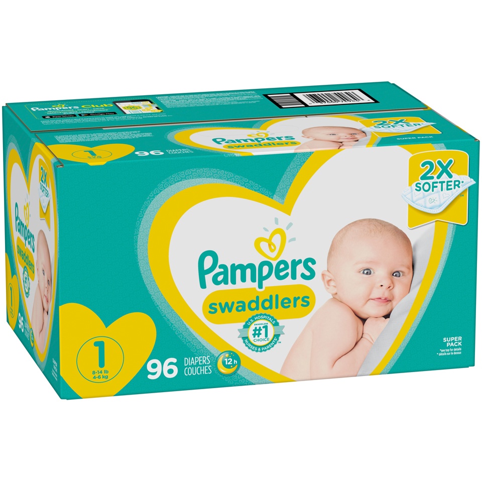 slide 2 of 3, Pampers Swaddlers Newborn Diapers Size 1 96 Count, 96 ct